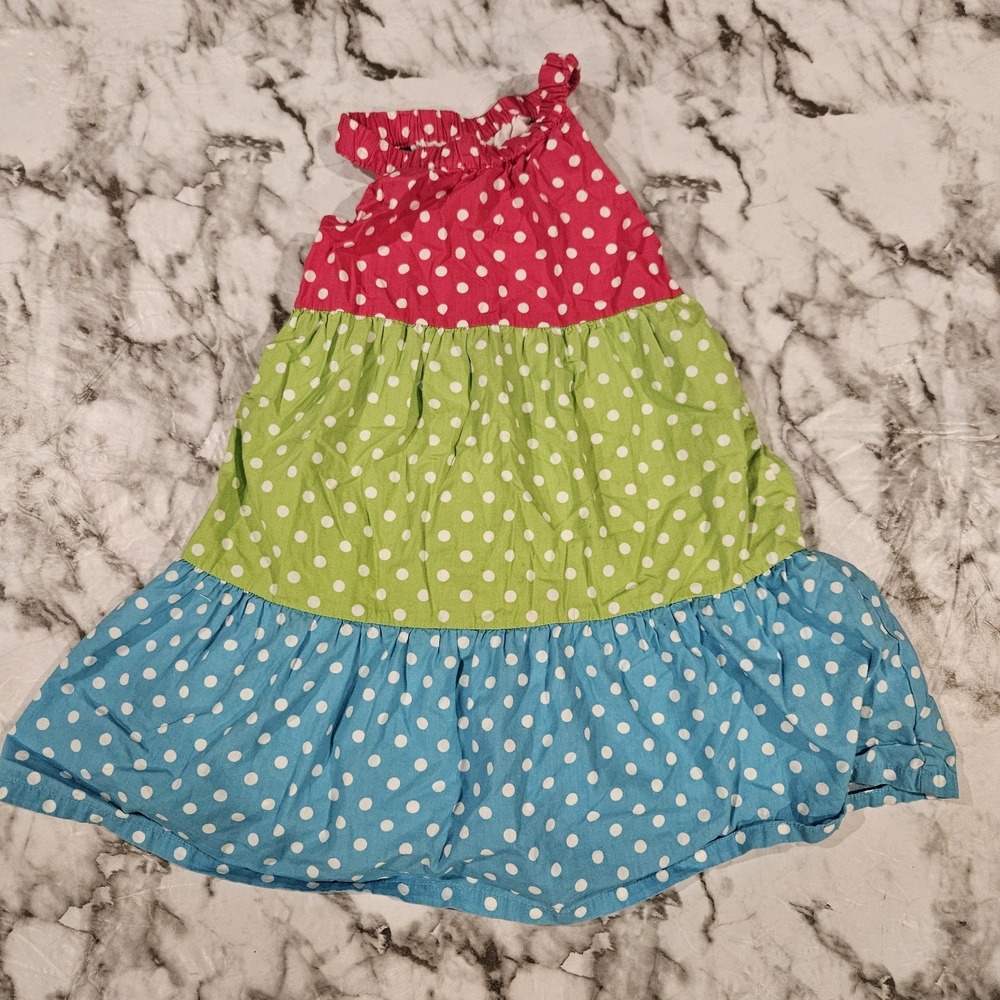 Gymboree‎ Girls Tiered Polka Dot Sundress Size 4T Pink Green Blue